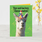 Carte Amusante Llama Avec Casquette De Fête - Anniversai (Fleur jaune)