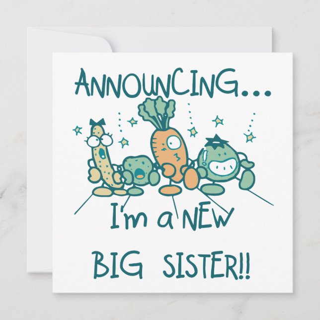 Carte Amusante nouvelle grande soeur Légume (Devant)