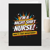 Carte Amusante Superpower Night Shift Infirmière Appréci (Devant)