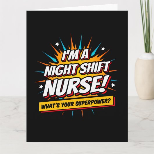 Carte Amusante Superpower Night Shift Infirmière Appréci (Devant)