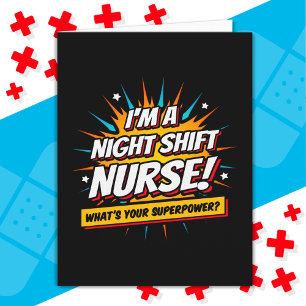 Carte Amusante Superpower Night Shift Infirmière Appréci