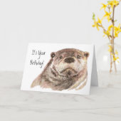 Carte Amusants Anniversaire Cute Otter Nature, Faune (Fleur jaune)