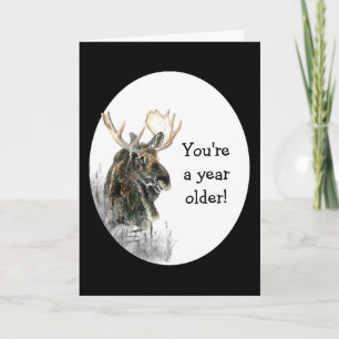Carte Amusants Anniversaire Moose Aquarelle Humour anima