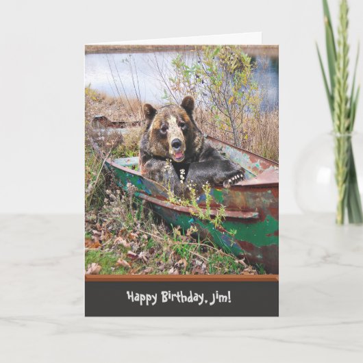 Carte Amusants Anniversaire Ours en bateau (Devant)