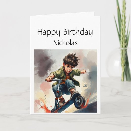 Carte Amusants Anniversaire Personnalisé Nom Skate (Devant)