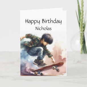 Carte Amusants Anniversaire Personnalisé Nom Skateboard