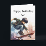 Carte Amusants Anniversaire Personnalisé Nom Son Skatebo<br><div class="desc">Amusants Joyeux Anniversaire Personnalisé Nom Skateboard boy</div>