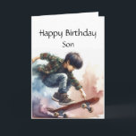 Carte Amusants Anniversaire Personnalisé Nom Son Skatebo<br><div class="desc">Amusants Joyeux Anniversaire Personnalisé Nom Skateboard boy</div>