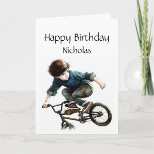 Carte Amusants Anniversaire Personnalisé Nom Vélo compét