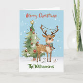 Carte Amusants Arbre de rennes d'aquarelle stylé (Devant)