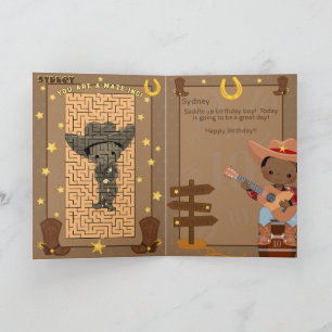 Carte Amusants Garçons Noirs Anniversaire Cow-boy Labyri