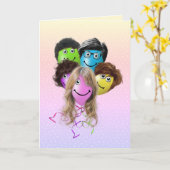 Carte Amusants gens Anniversaire Balloons (Fleur jaune)