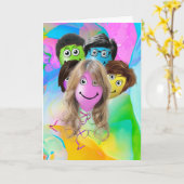 Carte Amusants gens Anniversaire Balloons (Fleur jaune)