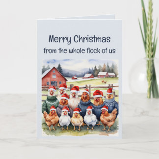 Carte Amusants groupes de poulets de nous Noël