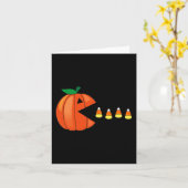 Carte Amusants Halloween Citrouille Manger Candy Corn (Fleur jaune)
