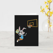 Carte Amusants Oeuf de Pâques Bunny Dunk jeu de basket-b (Fleur jaune)