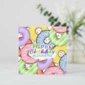 Carte Amusants Pastel Donuts colorés Anniversaire (Debout devant)