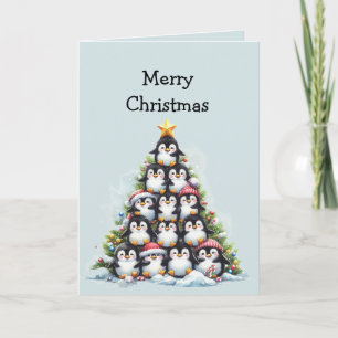 Carte Amusants Penguin Noël Arbre Salutations