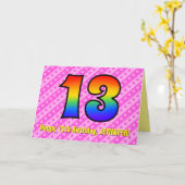 Carte Amusants Pink Stripes, Coeurs, Arc-en-ciel # 13e a (Fleur jaune)