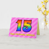 Carte Amusants Pink Stripes, Coeurs, Arc-en-ciel # 15e a (Fleur jaune)