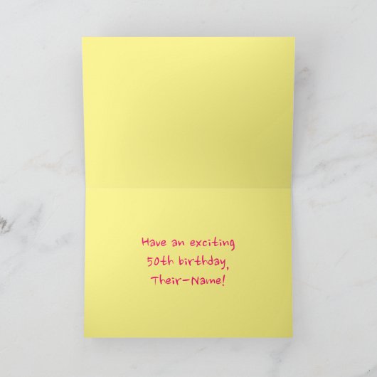 Carte Amusants Pink Stripes, Coeurs, Arc-en-ciel # 50e a (Intérieur)