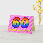 Carte Amusants Pink Stripes, Coeurs, Arc-en-ciel # 60e a (Fleur jaune)