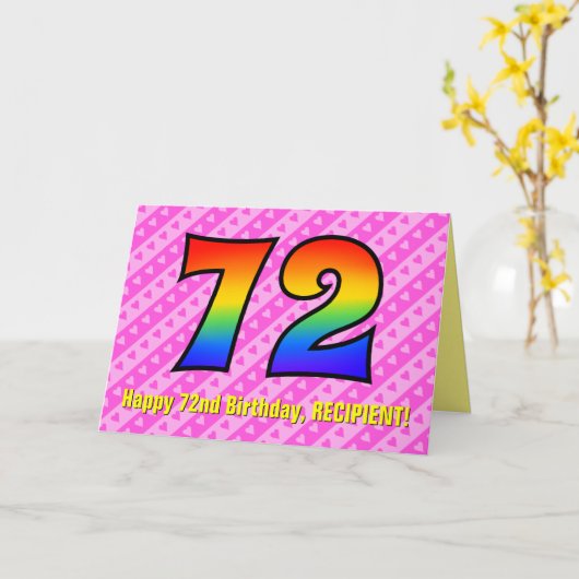 Carte Amusants Pink Stripes, Coeurs, Arc-en-ciel # 72e a (Fleur jaune)