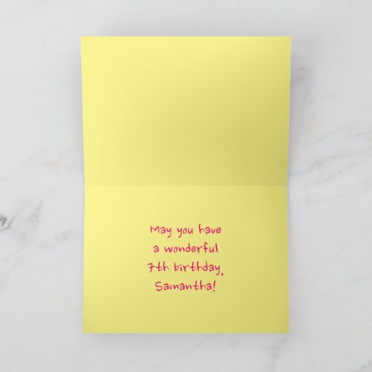 Carte Amusants Pink Stripes, Coeurs, Arc-en-ciel # 7e an (Intérieur)