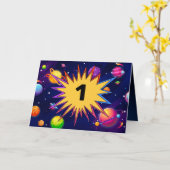 Carte Amusants Planètes spatiales Ajouter le nom Enfants (Fleur jaune)