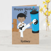 Carte Amusants Vous êtes A-Maze Black Boys Karate Annive (Fleur jaune)