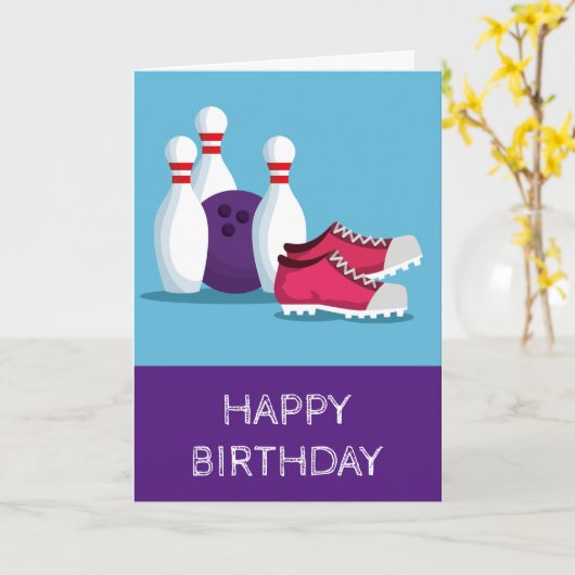 Carte Amusement de bowling à dix quilles moderne (Fleur jaune)