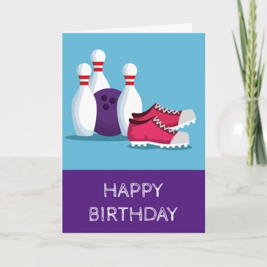 Carte Amusement de bowling moderne à dix quilles (Devant)