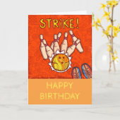 Carte Amusement de bowling moderne à dix quilles (Fleur jaune)