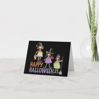 Carte Amusement de Halloween de trois petit sorcières
