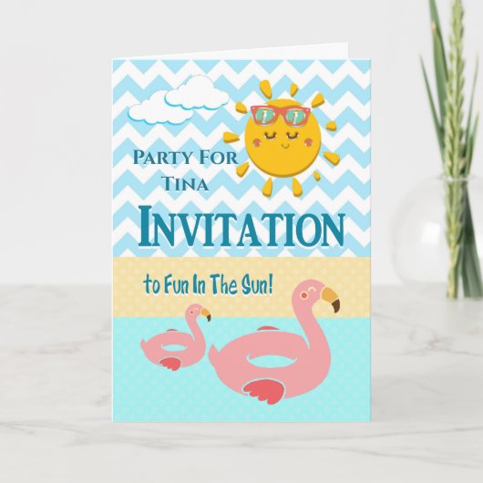 Carte Amusement D'Été Dans L'Invitation Soleil (Devant)