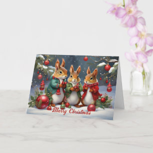 Carte Amusement festif avec de mignons écureuils de Noël