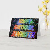 Carte Amusement "JOYEUX ANNIVERSAIRE " de "JENNIFER" de (Fleur jaune)