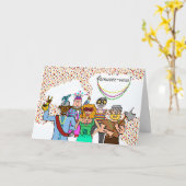 Carte Amusez-vous Amusez Mardi Gras en français (Fleur jaune)