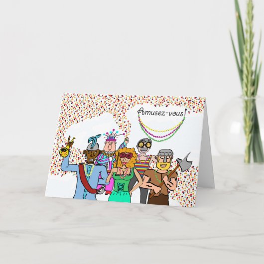 Carte Amusez-vous Amusez Mardi Gras en français (Devant)