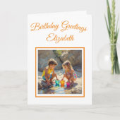 Carte Amusez-vous au Sun Girl and Boy sur la plage (Devant)