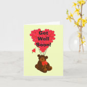 Carte Amusez-vous bientôt amusant teddy ours dessin anim (Fleur jaune)