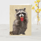 Carte Amusez-vous plus que mon Coffee Raccoon (Fleur jaune)