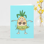 Carte Ananas dansant de Hula (Fleur jaune)