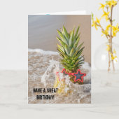 Carte ananas de bord en vague (Fleur jaune)