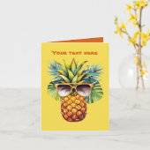 Carte Ananas de plage mignon ajouter du texte (Fleur jaune)
