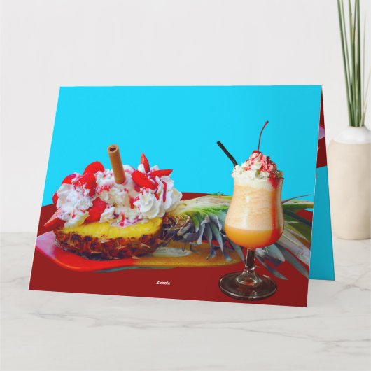 Carte Ananas et crème glacée avec un smoothie de fruits (Dos)