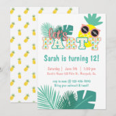 CARTE ANANAS, FÊTE, FÊTE DE LA PISCINE, TROPICAL (Devant / Derrière)