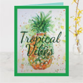 Carte Ananas Fruit Alimentation Vibes Tropical Orange Li (Fleur jaune)
