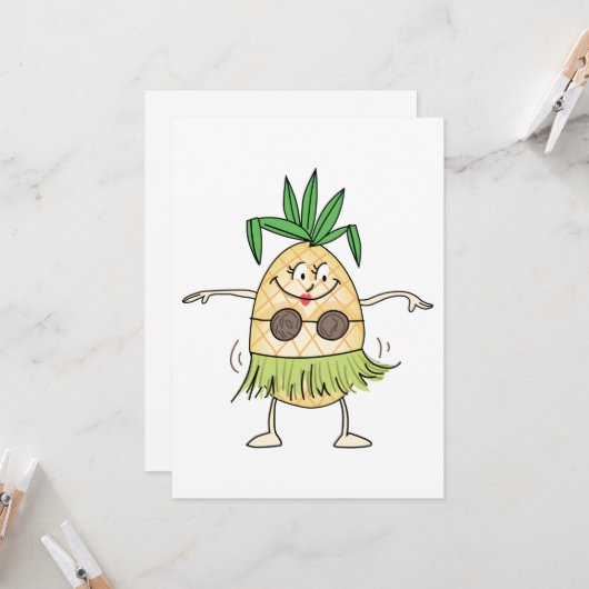 Carte Ananas Hula Dancing (Devant/Arrière en situation)