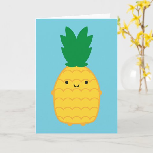 Carte Ananas Kawaii (Fleur jaune)
